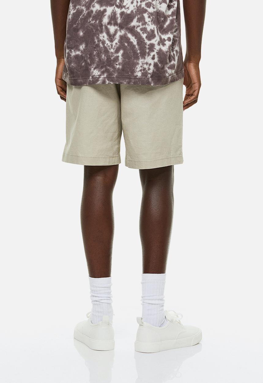 H&M - Loose fit linen-blend shorts - light beige