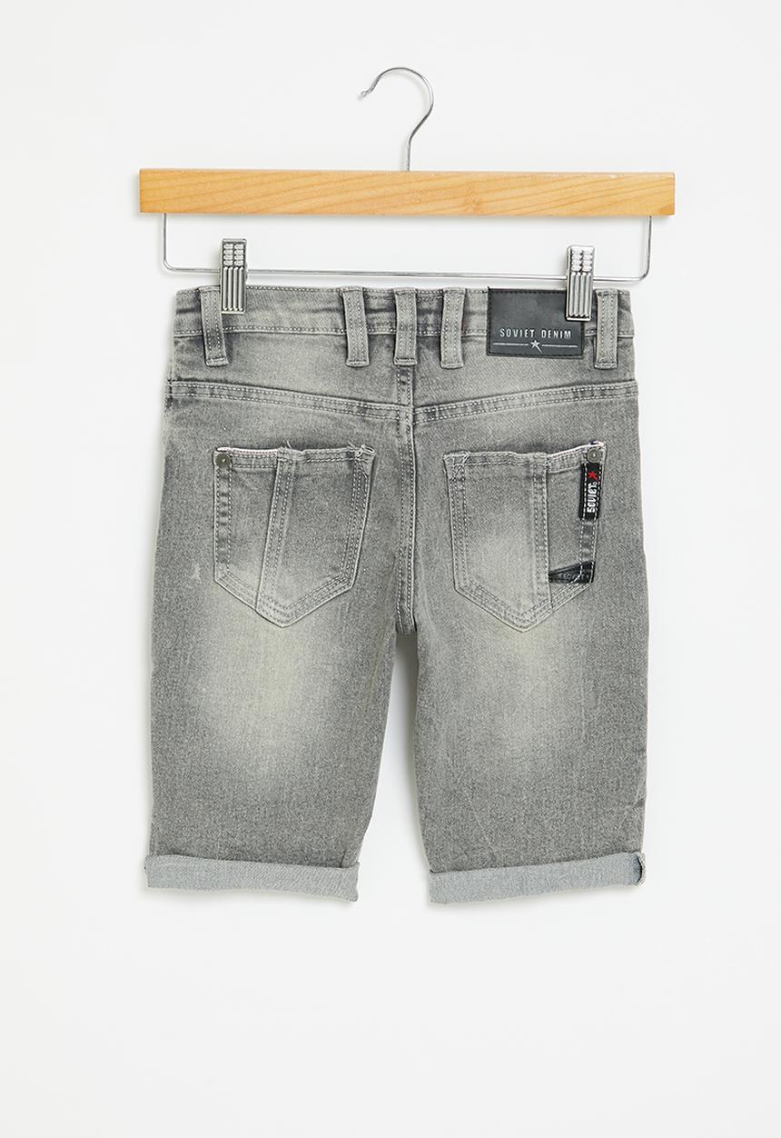 SOVIET - B chosen boys denim short - grey spider