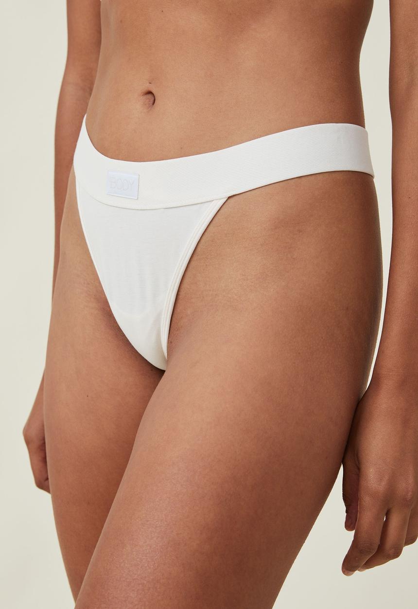 Cotton On - Organic cotton branded tanga G-string brief - whisper white
