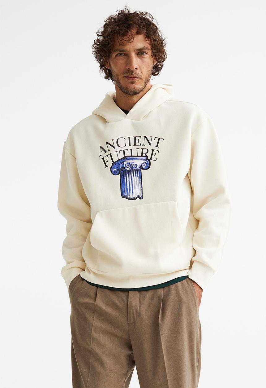 H&M - Relaxed fit hoodie - cream/ancient future