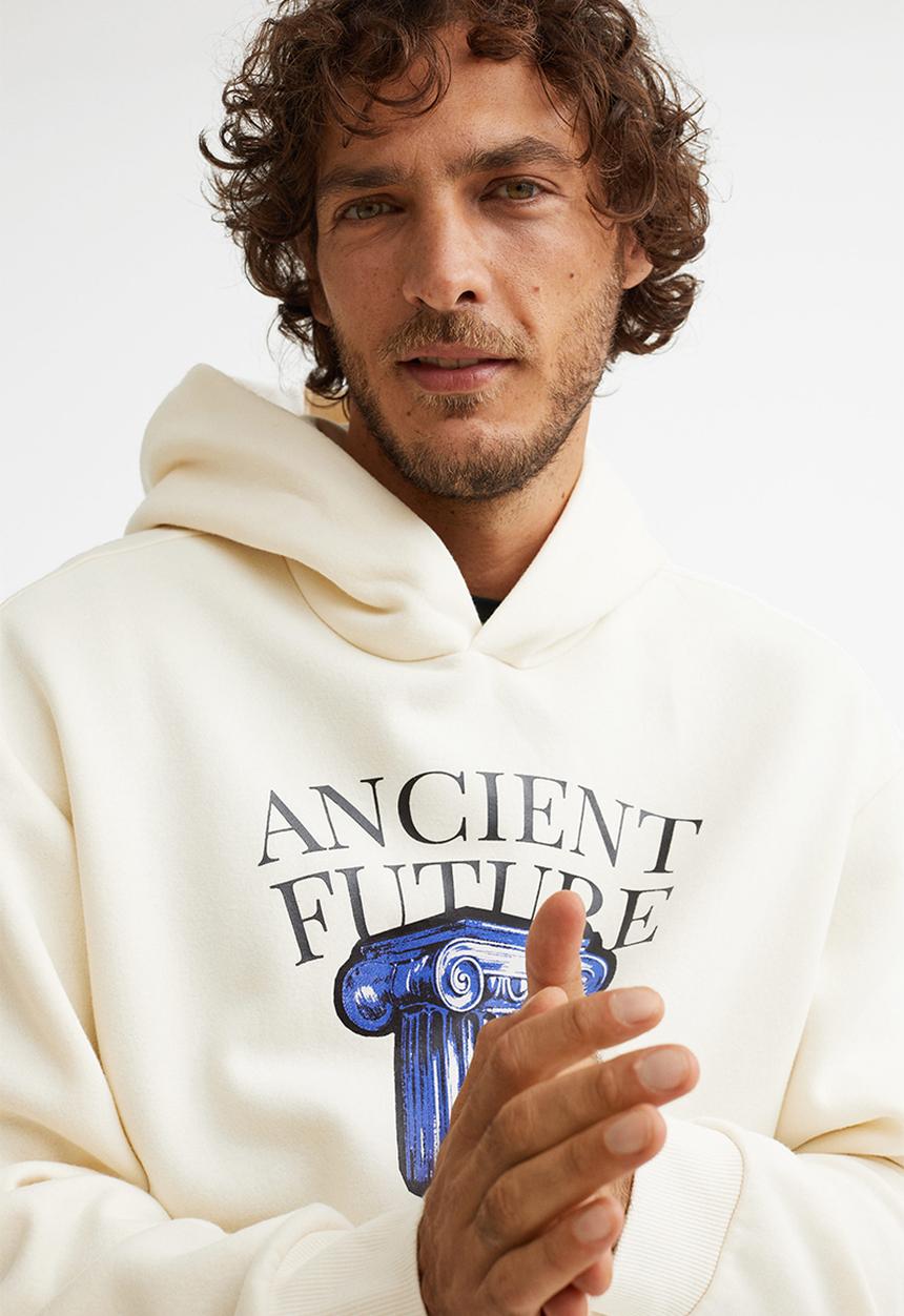 H&M - Relaxed fit hoodie - cream/ancient future