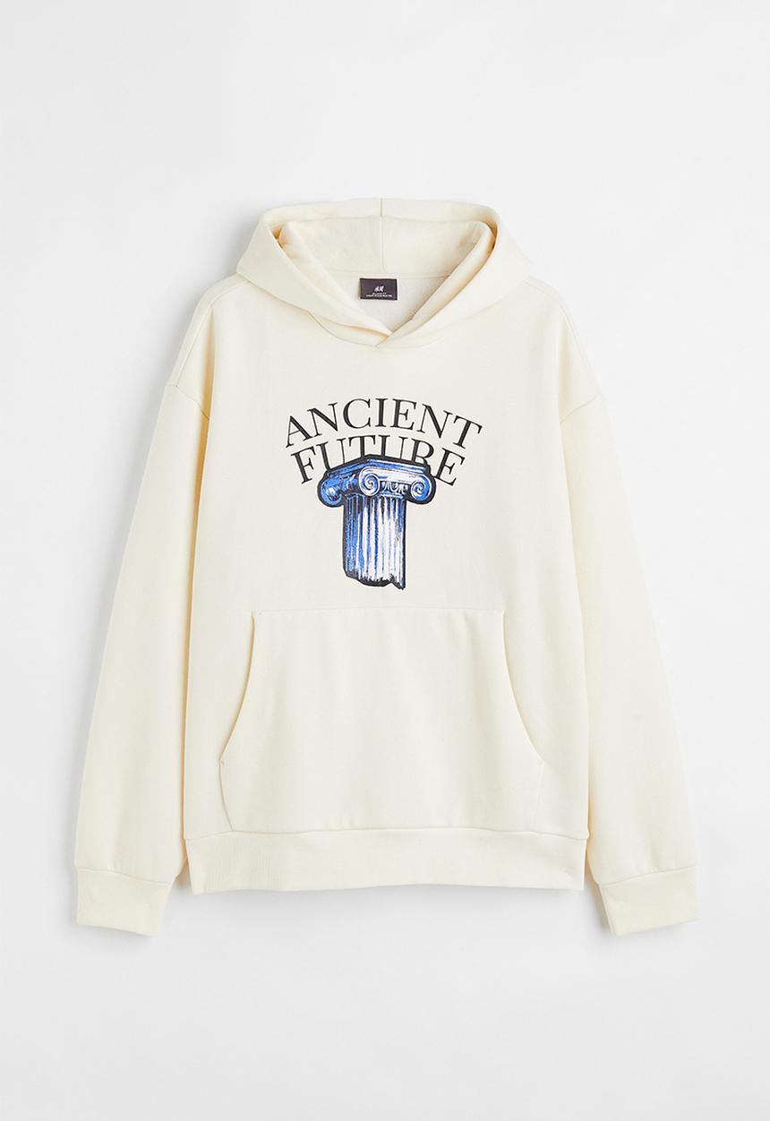 H&M - Relaxed fit hoodie - cream/ancient future