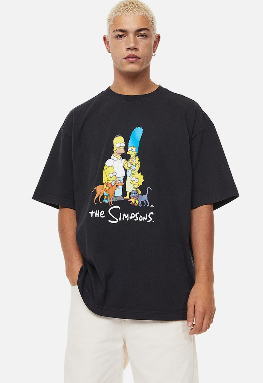 H&M - Oversized fit cotton T-shirt - black/the simpsons