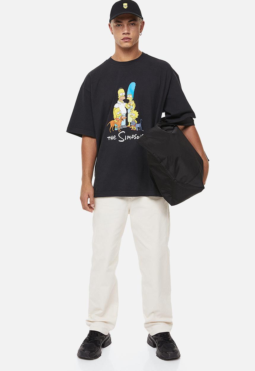 H&M - Oversized fit cotton T-shirt - black/the simpsons