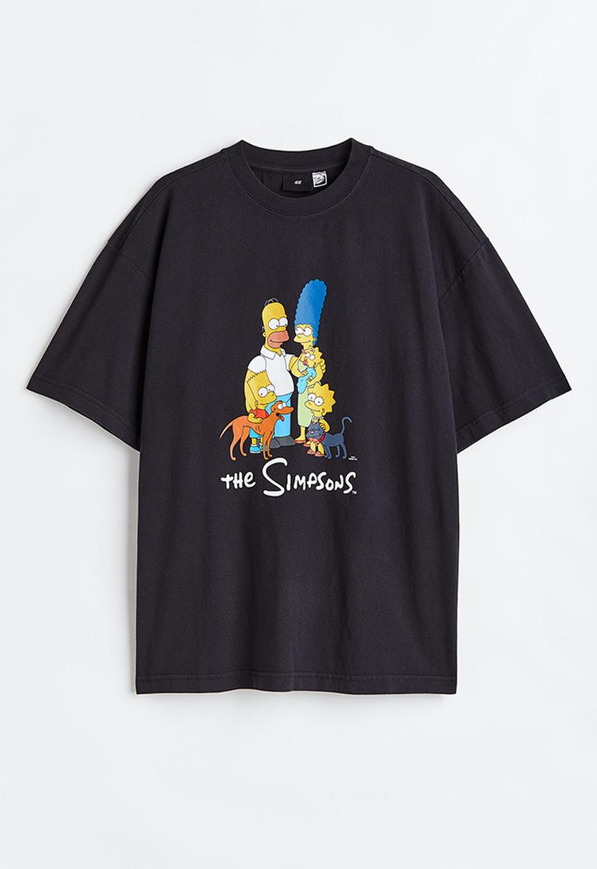 H&M - Oversized fit cotton T-shirt - black/the simpsons