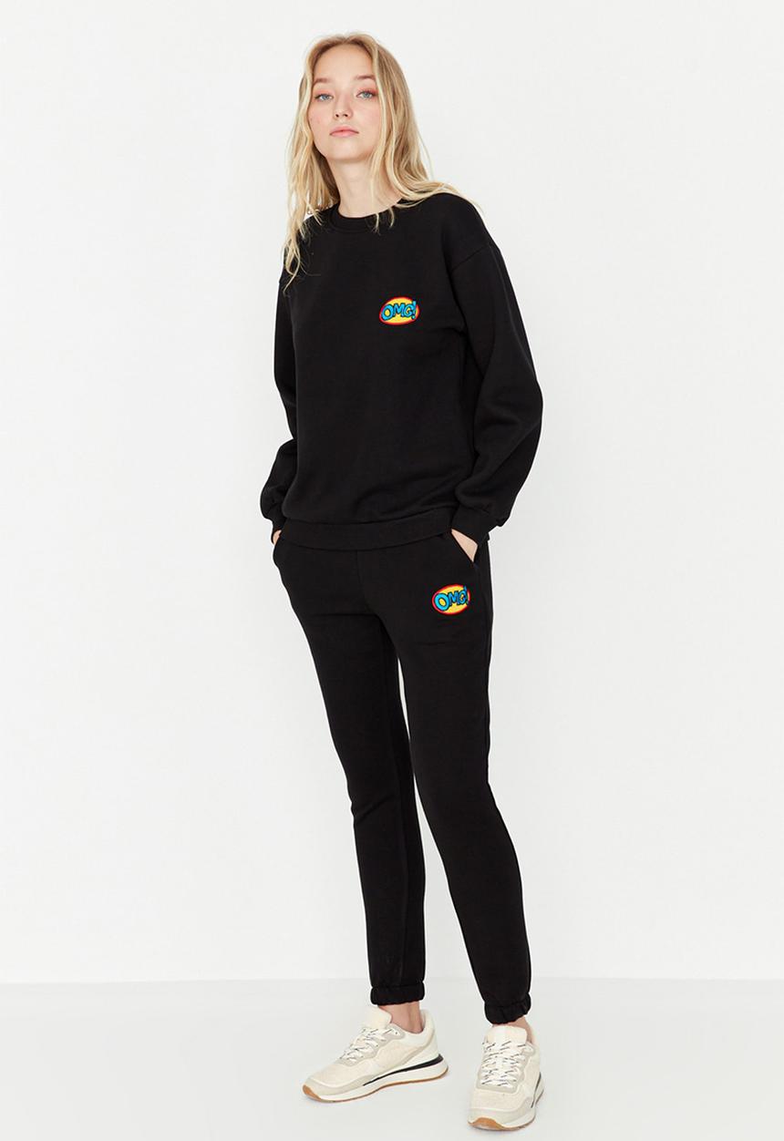 Trendyol - Fleece tracksuit set - black
