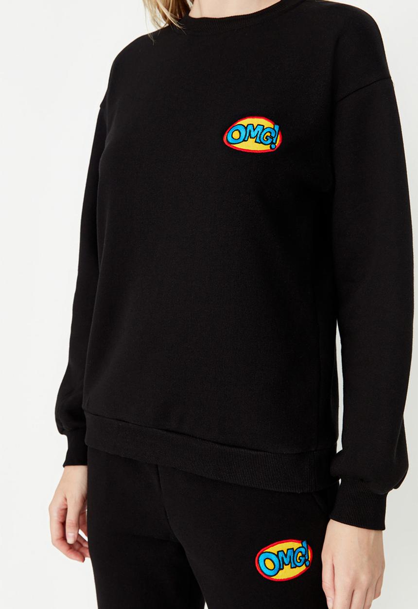 Trendyol - Fleece tracksuit set - black