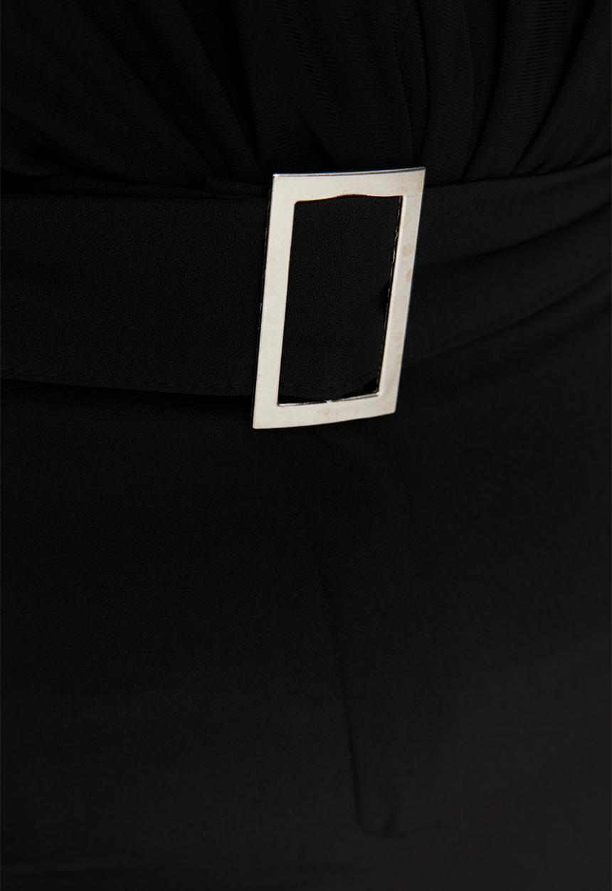 Trendyol - Plus slit belted trousers - black