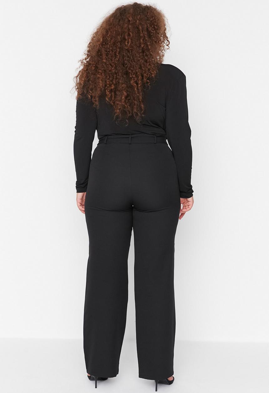Trendyol - Plus slit belted trousers - black