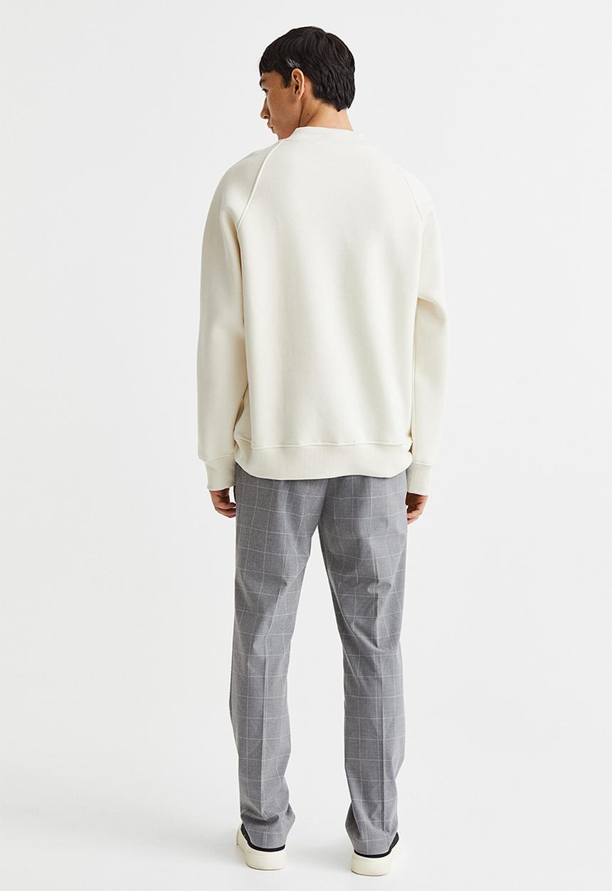H&M - Slim fit trousers - light grey/checked