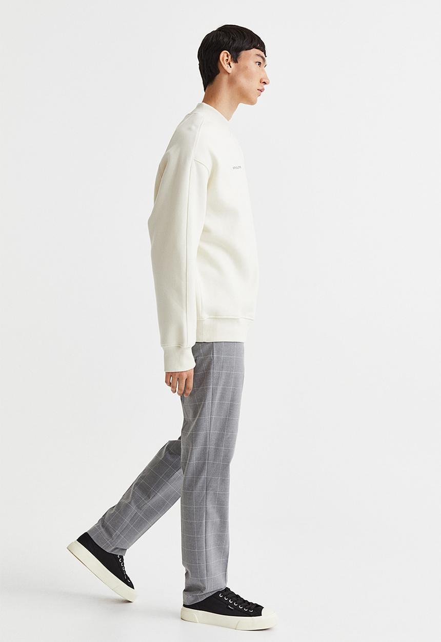 H&M - Slim fit trousers - light grey/checked