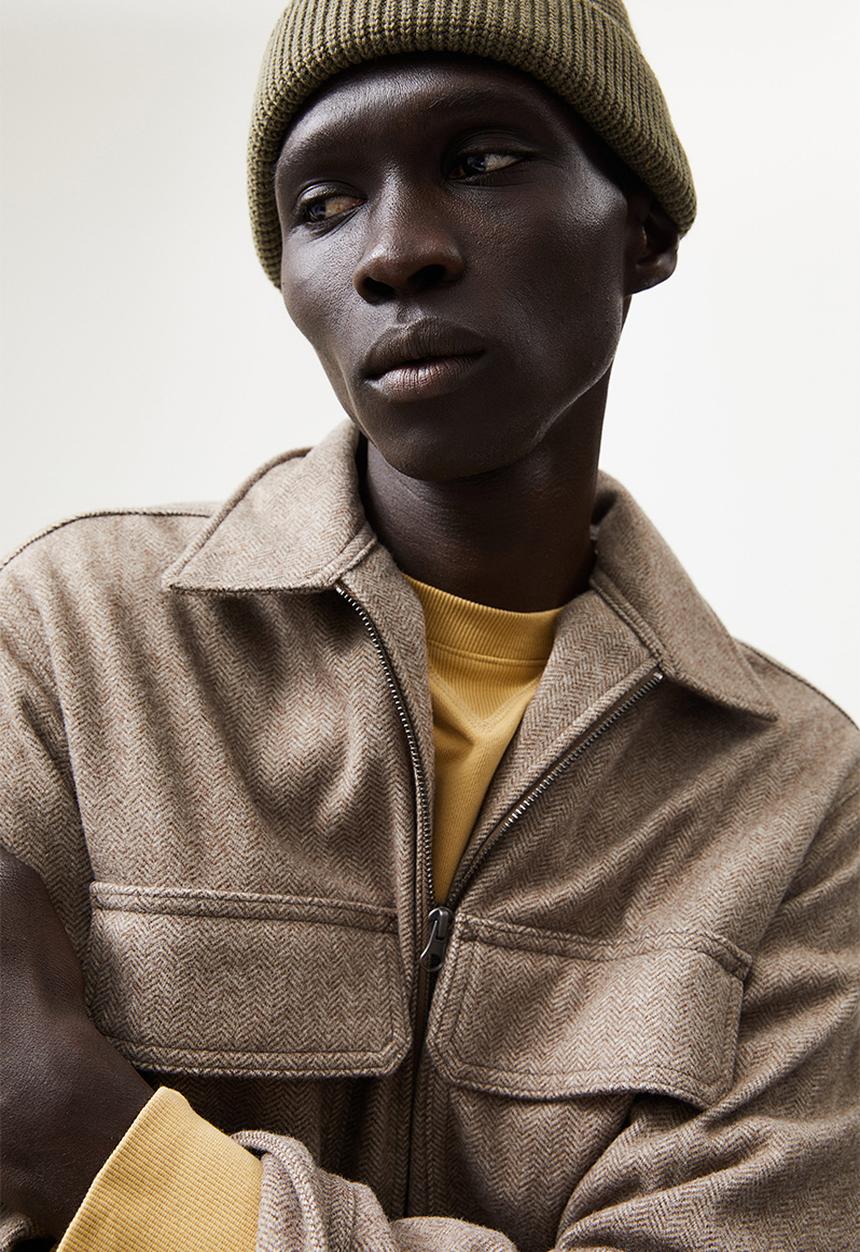 H&M - Overshirt - dark beige/herringbone pattern