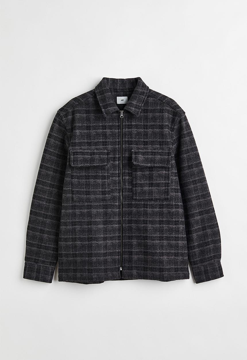 H&M - Overshirt - dark grey/checked