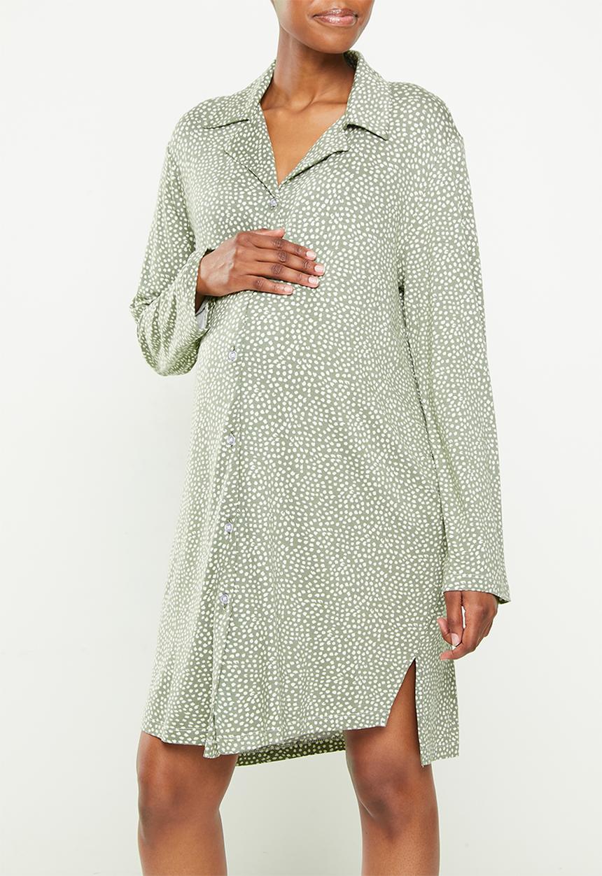 Superbalist - Maternity recovery sleep shirt - sage spot print