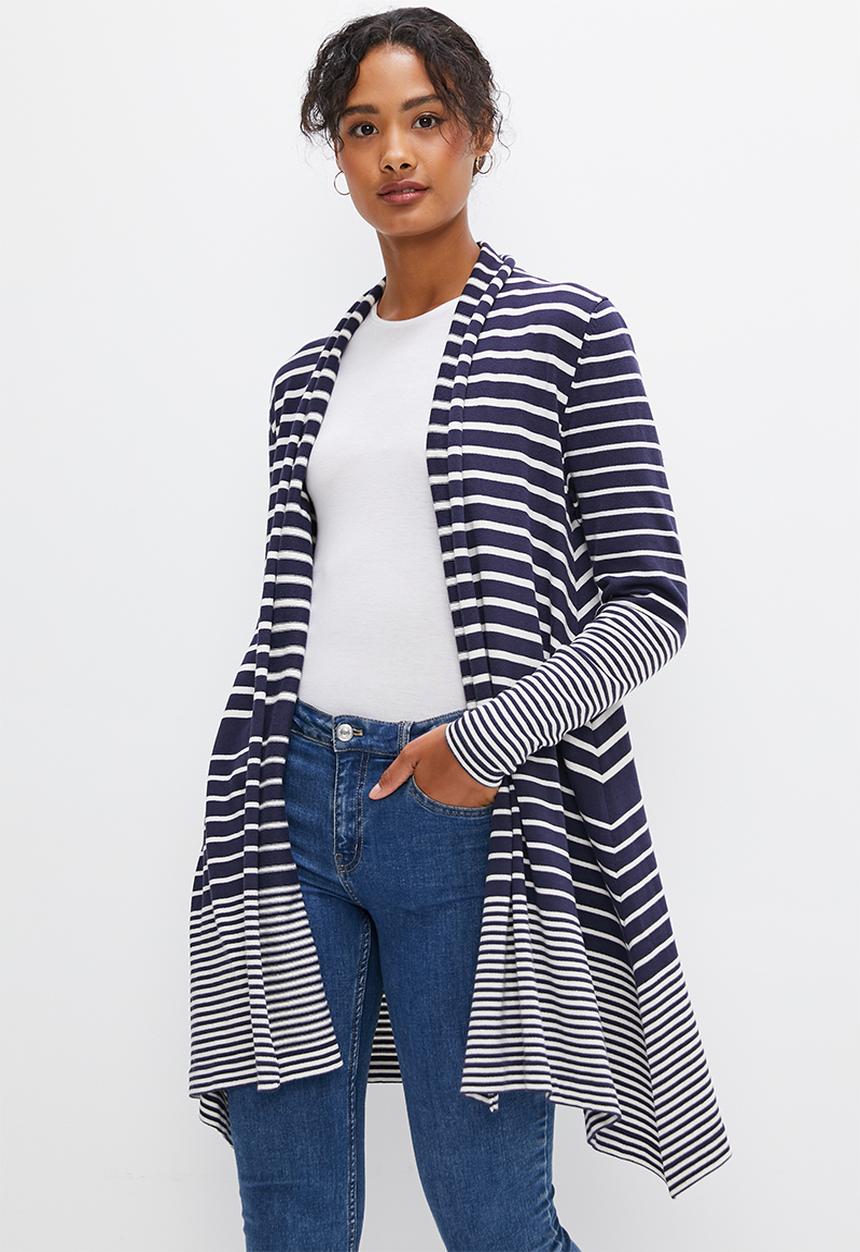 edit - Drape waterfall cardigan - navy & white