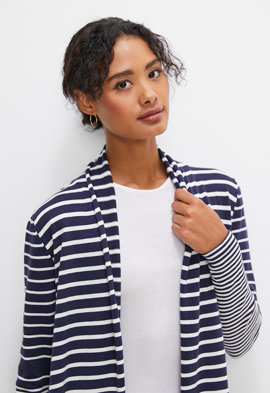 edit - Drape waterfall cardigan - navy & white