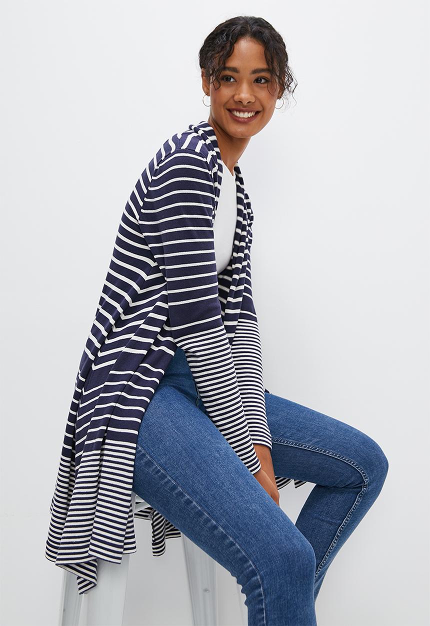 edit - Drape waterfall cardigan - navy & white