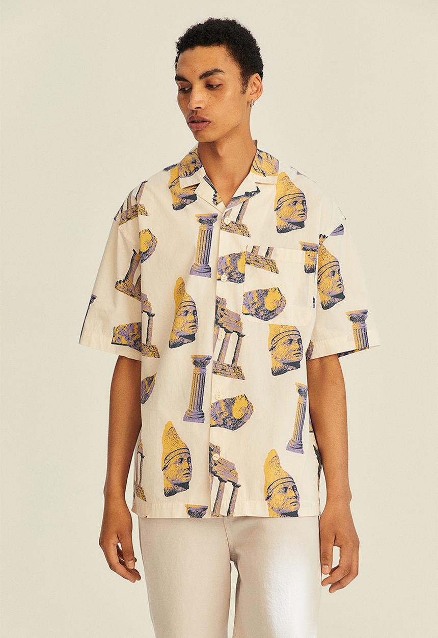 H&M - Oversized fit patterned resort shirt - cream/patterned