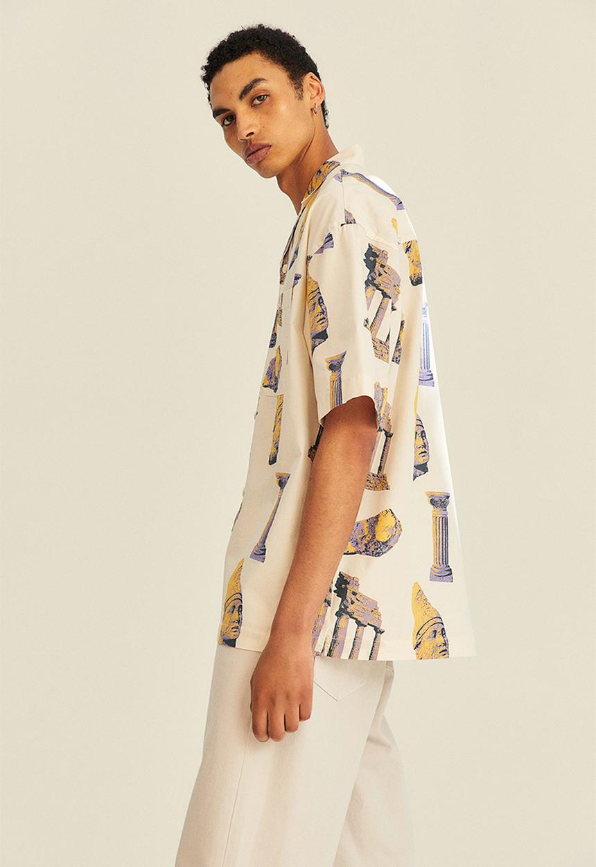 H&M - Oversized fit patterned resort shirt - cream/patterned