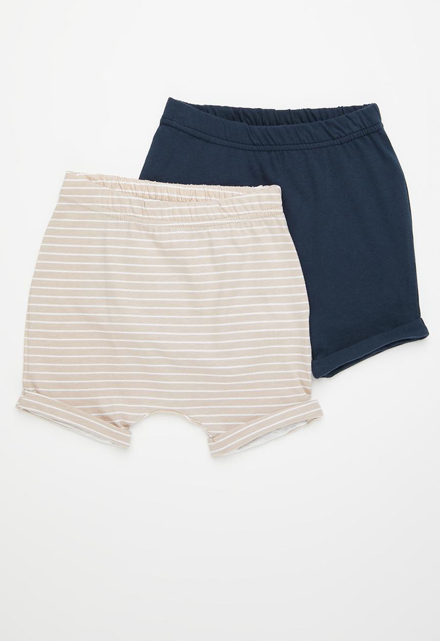 Superbalist - 2 Pack cotton shorts - blue & stone