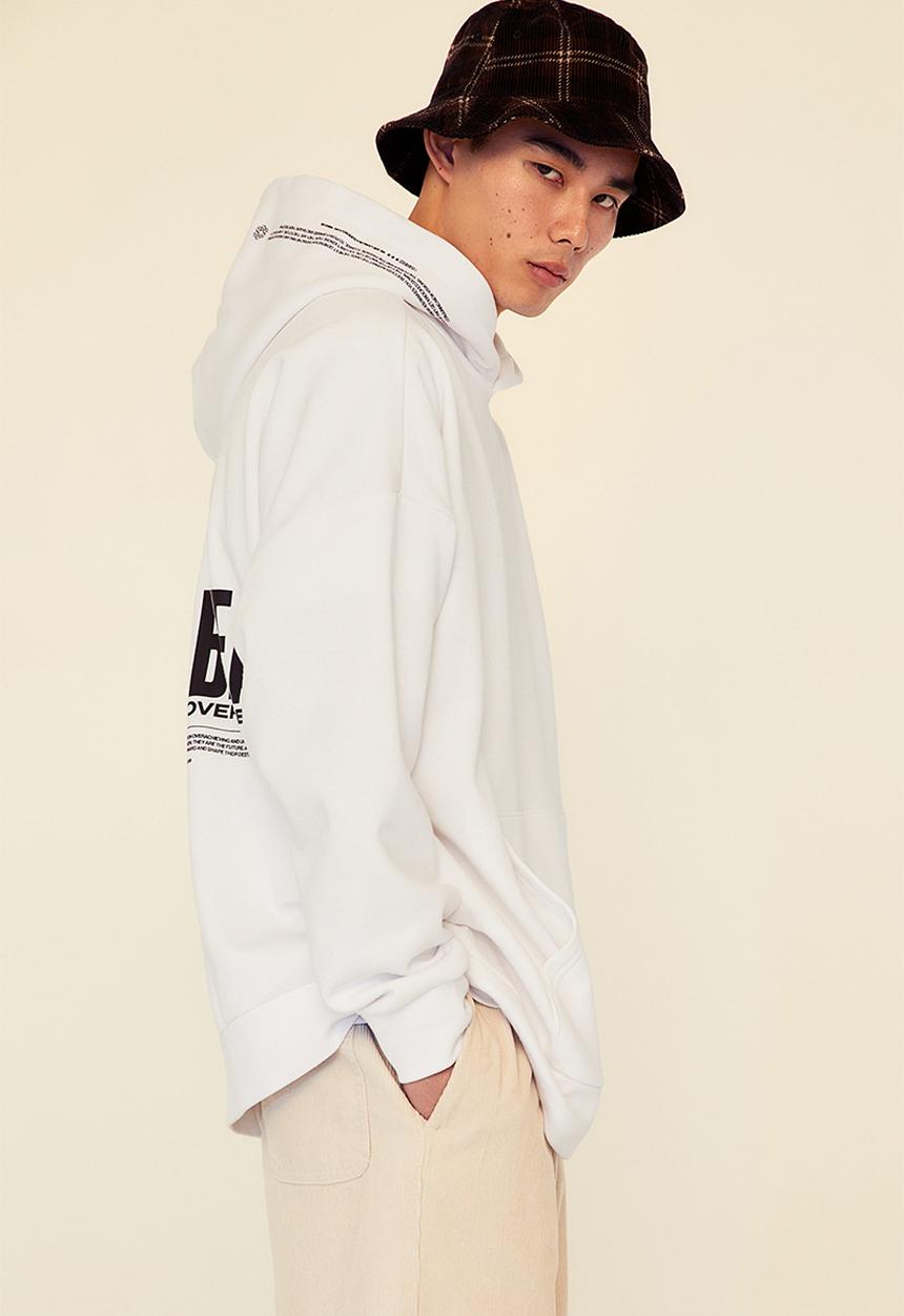 H&M - Oversized fit hoodie - white/make or break