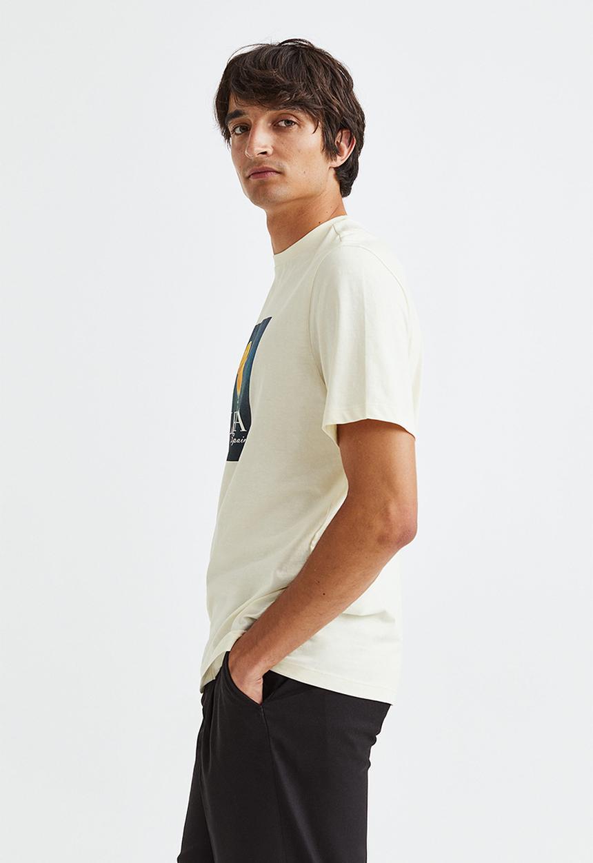 H&M - Regular fit cotton T-shirt - cream/valencia