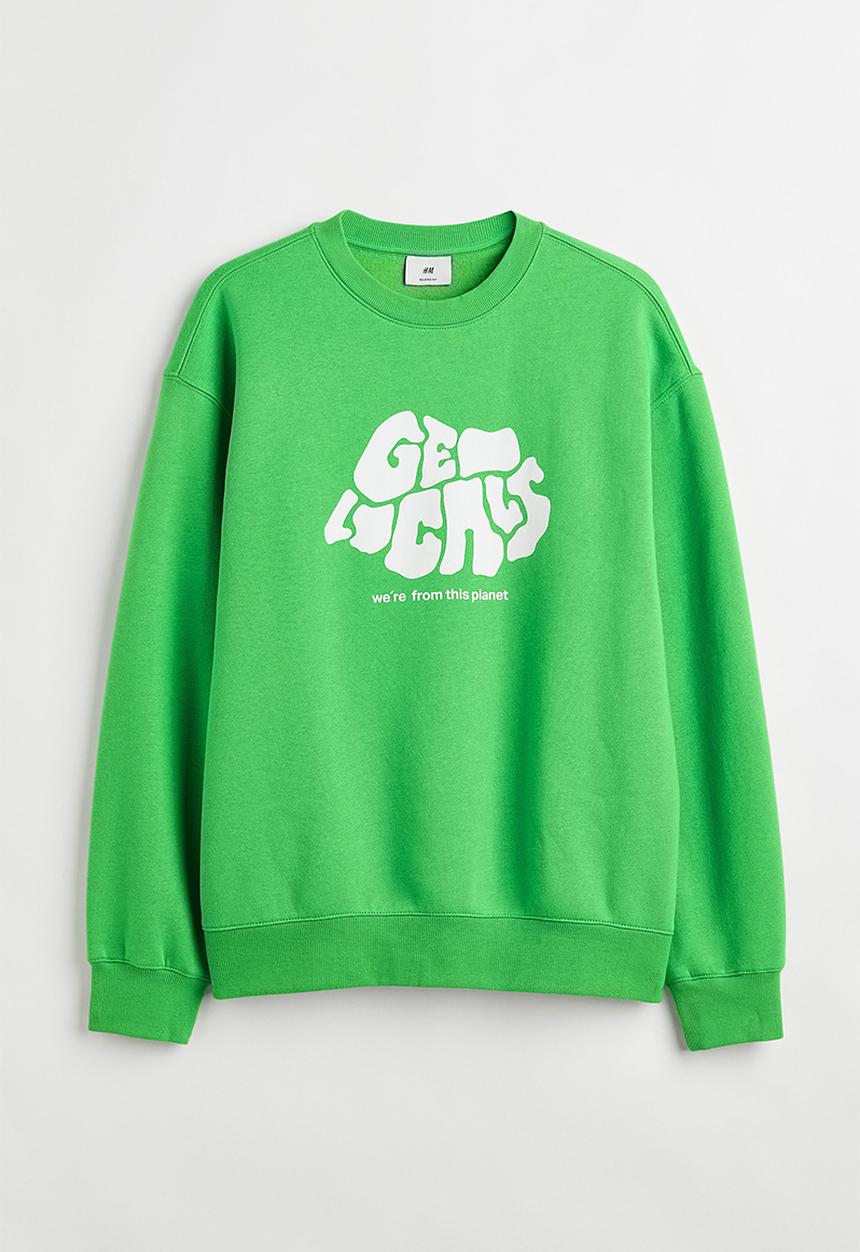 H&M - Relaxed fit sweatshirt - green/geo locals