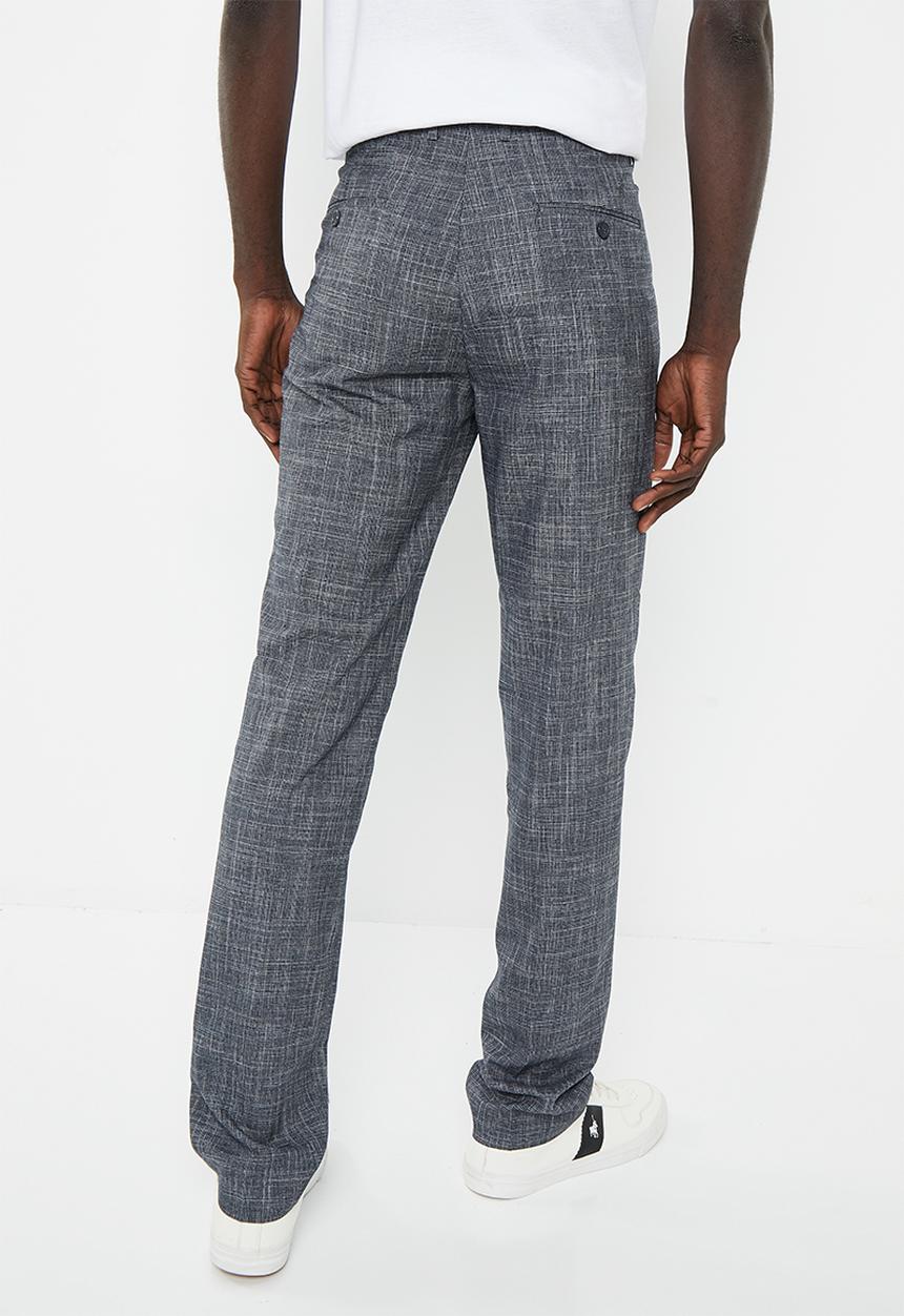 POLO - Men textured check formal trouser - charcoal