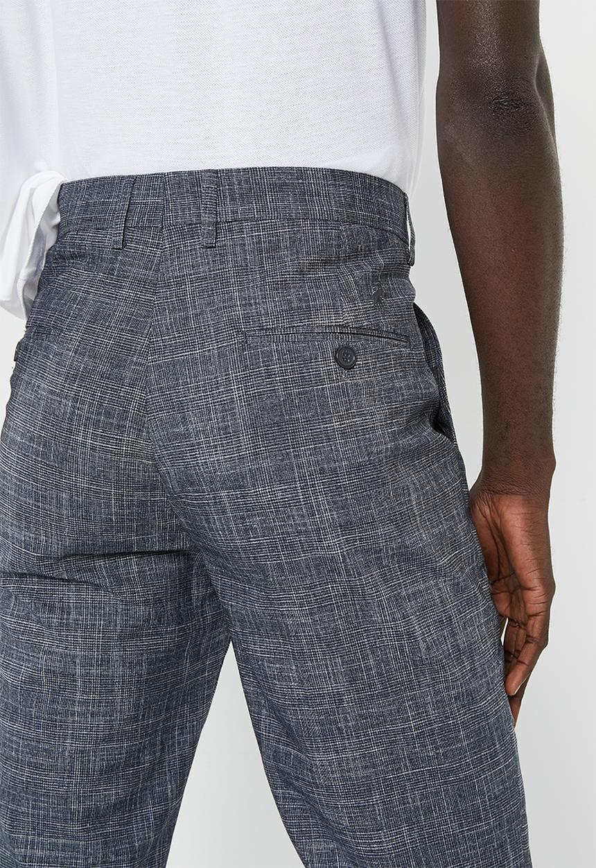 POLO - Men textured check formal trouser - charcoal