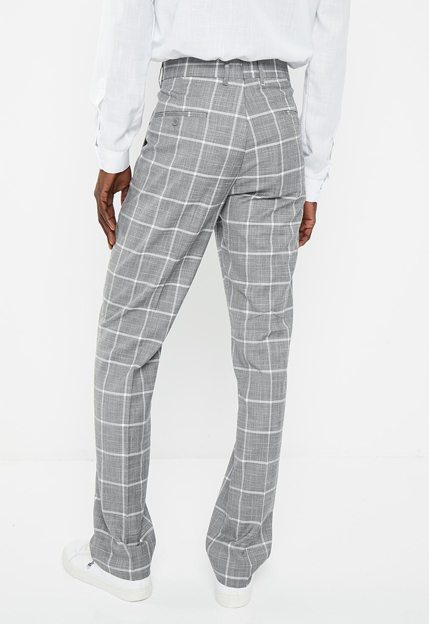 POLO - Men check formal trouser - grey