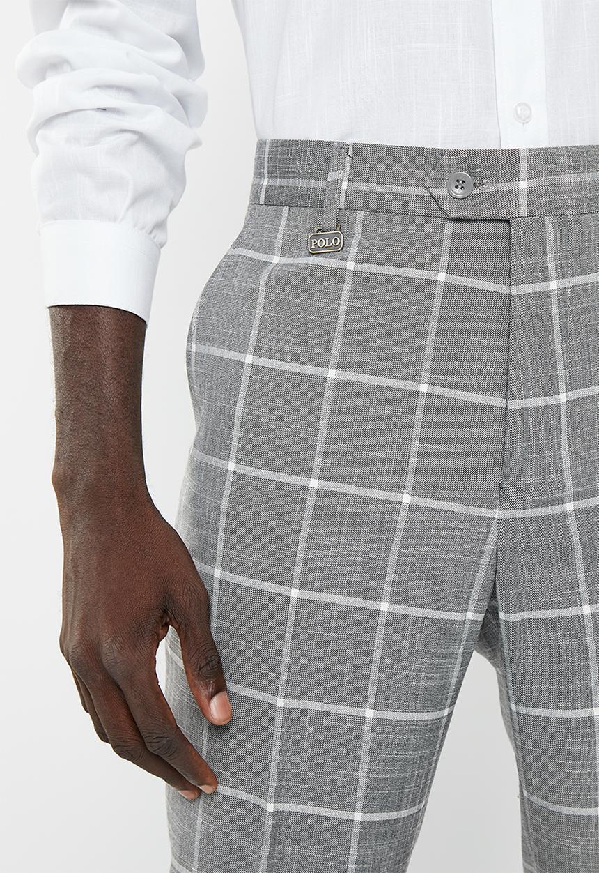 POLO - Men check formal trouser - grey