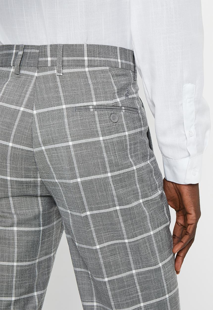 POLO - Men check formal trouser - grey