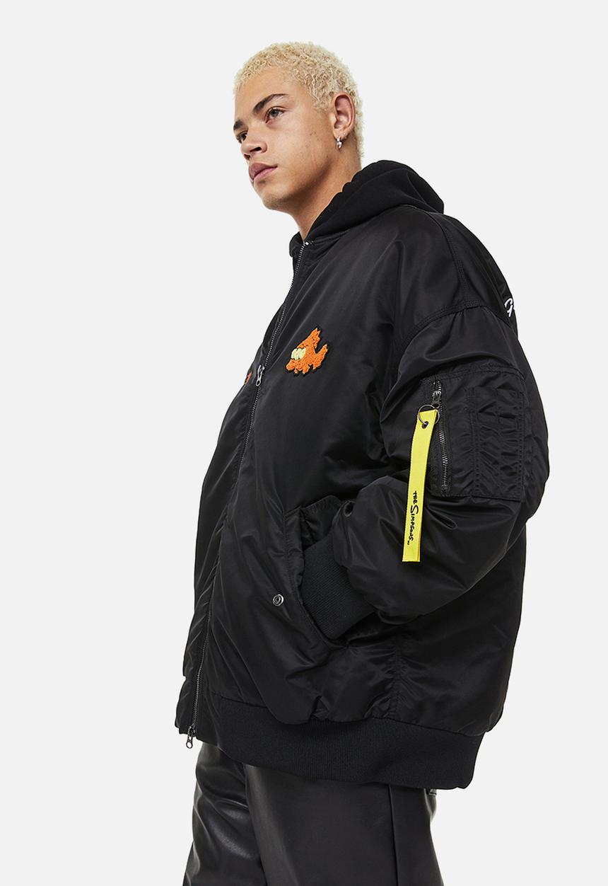 H&M - Oversized fit bomber jacket - black/the simpsons