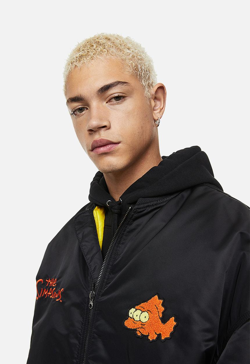 H&M - Oversized fit bomber jacket - black/the simpsons