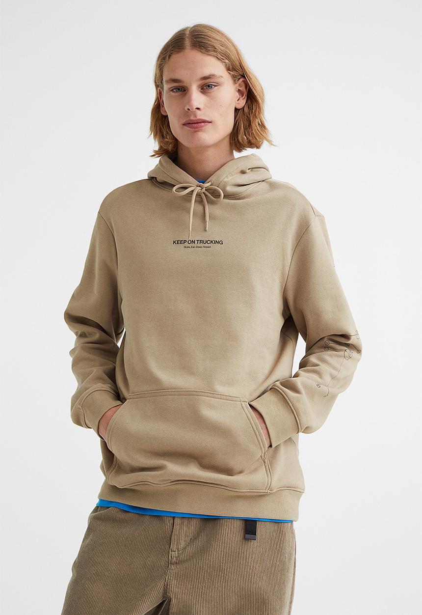H&M - Regular fit hoodie - beige/keep on trucking