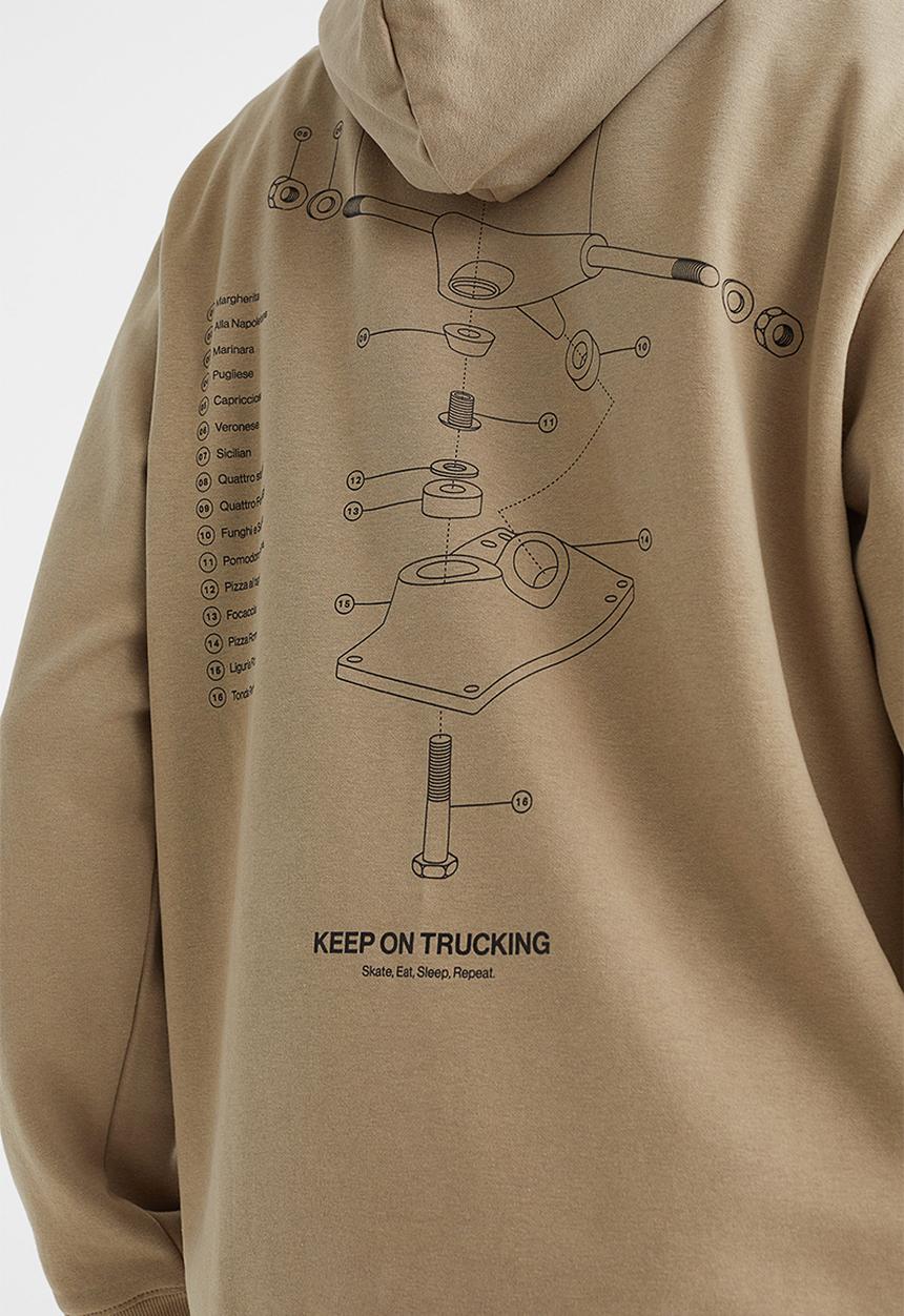 H&M - Regular fit hoodie - beige/keep on trucking