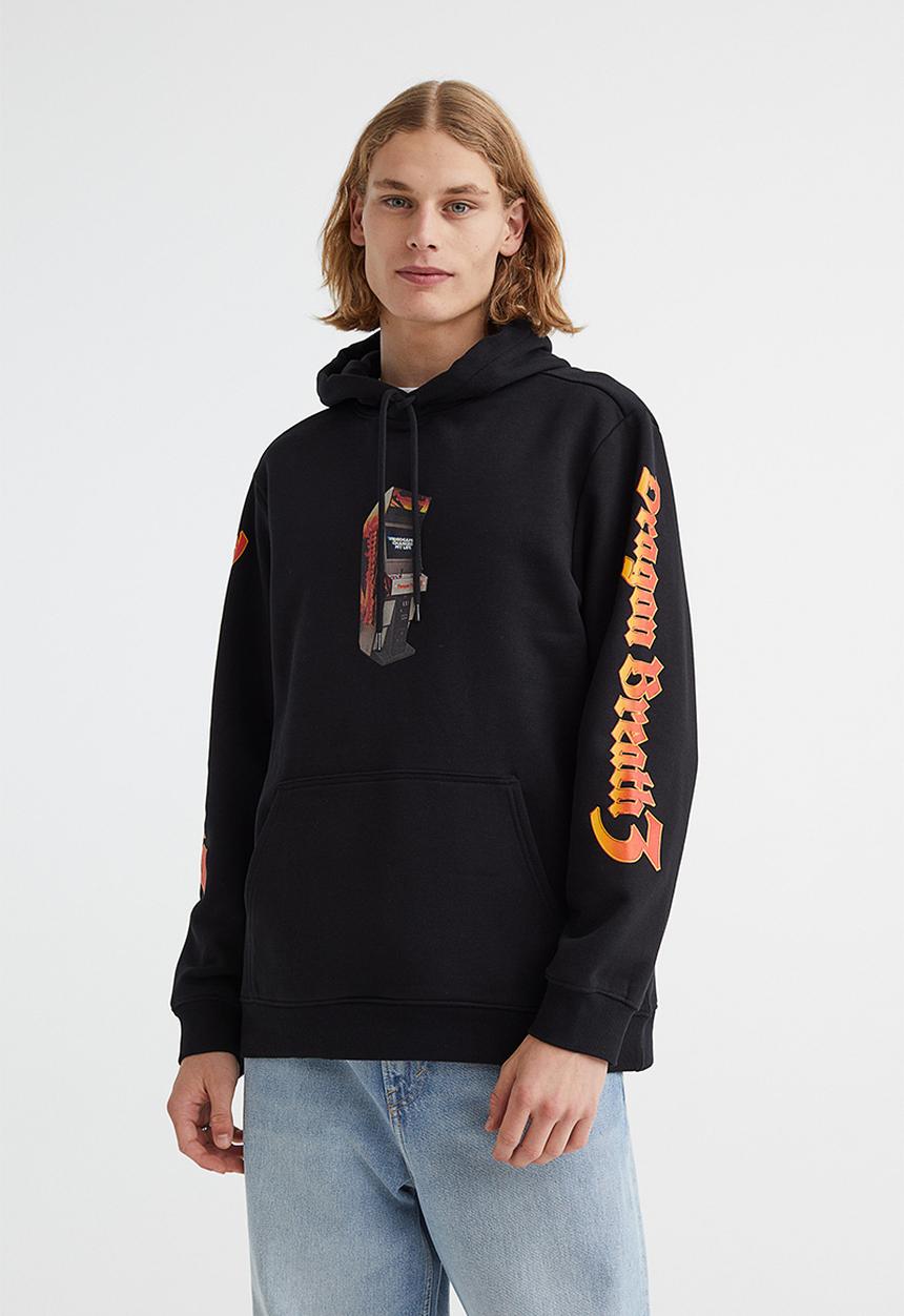 H&M - Regular fit hoodie - black/dragon breath