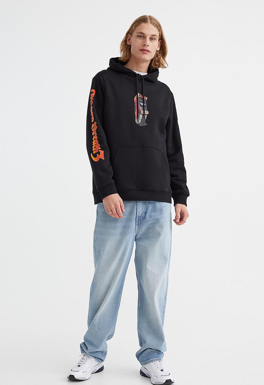 H&M - Regular fit hoodie - black/dragon breath