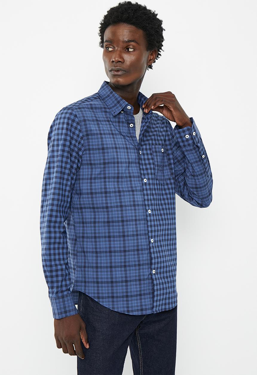 Nautica - Nautica seas plaid long sleeve woven shirt  - navy seas