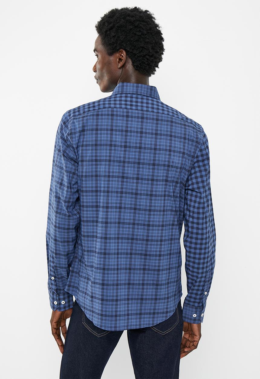 Nautica - Nautica seas plaid long sleeve woven shirt  - navy seas