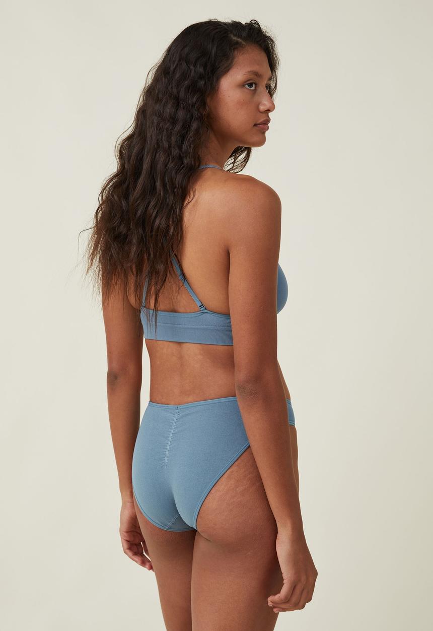 Cotton On - Seamless gathered bikini brief - tidal teal