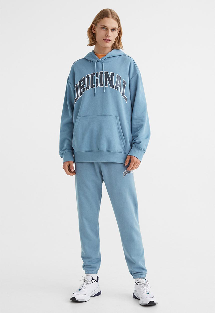 H&M - Relaxed fit printed hoodie - blue/original