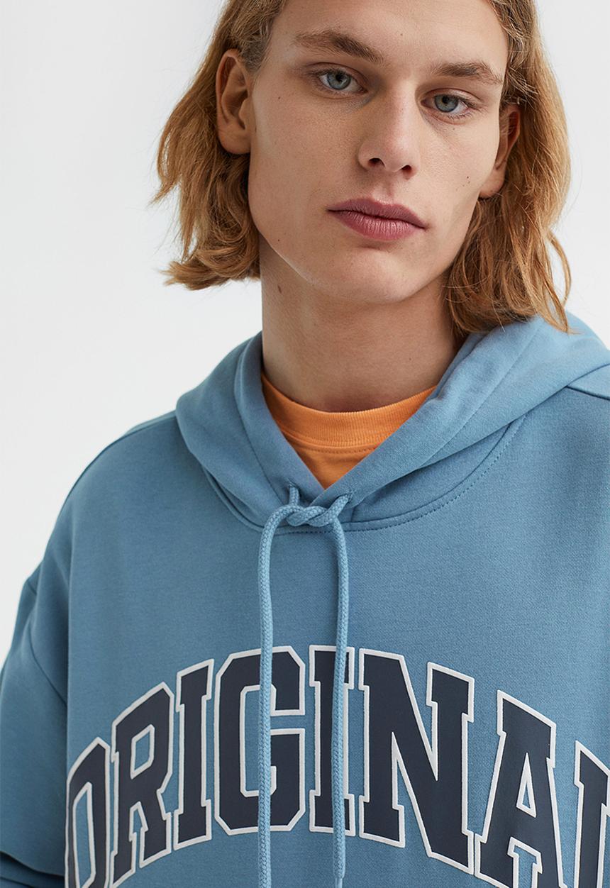 H&M - Relaxed fit printed hoodie - blue/original