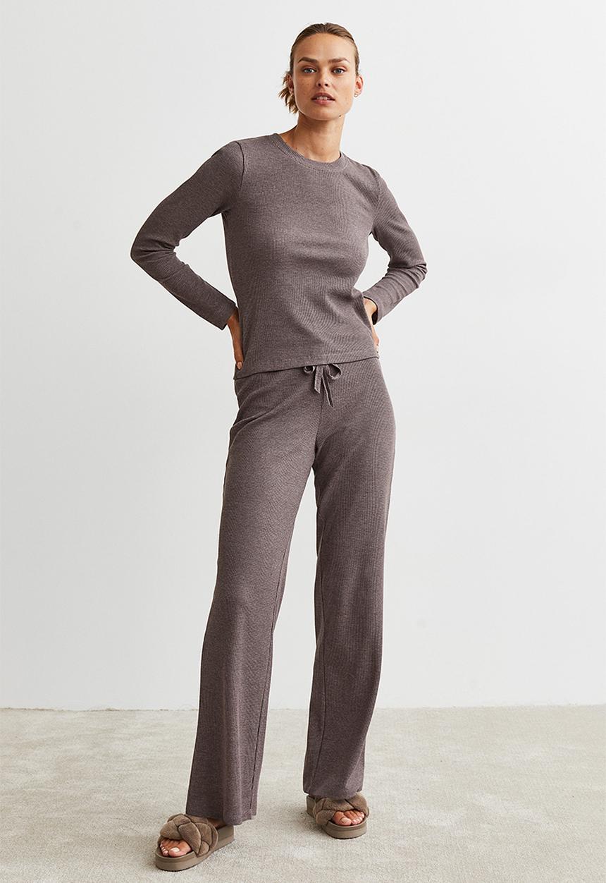 H&M - Waffled pyjamas - brown marl