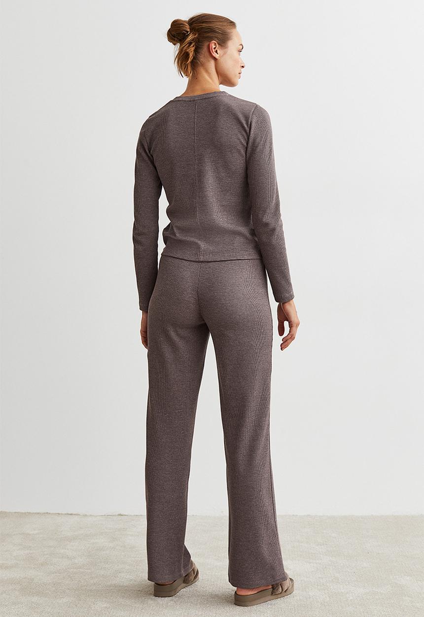 H&M - Waffled pyjamas - brown marl