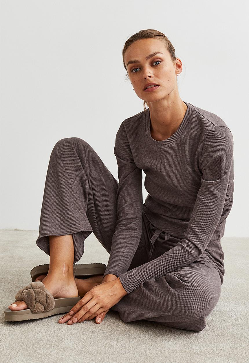 H&M - Waffled pyjamas - brown marl