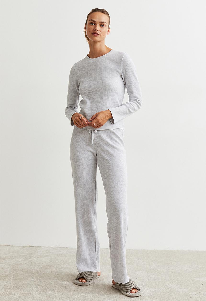H&M - Waffled pyjamas - light grey marl