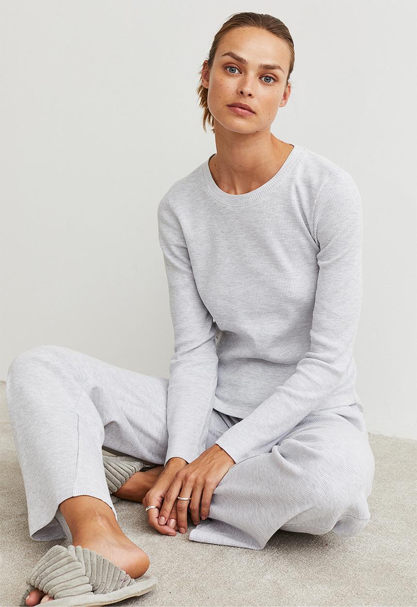 H&M - Waffled pyjamas - light grey marl