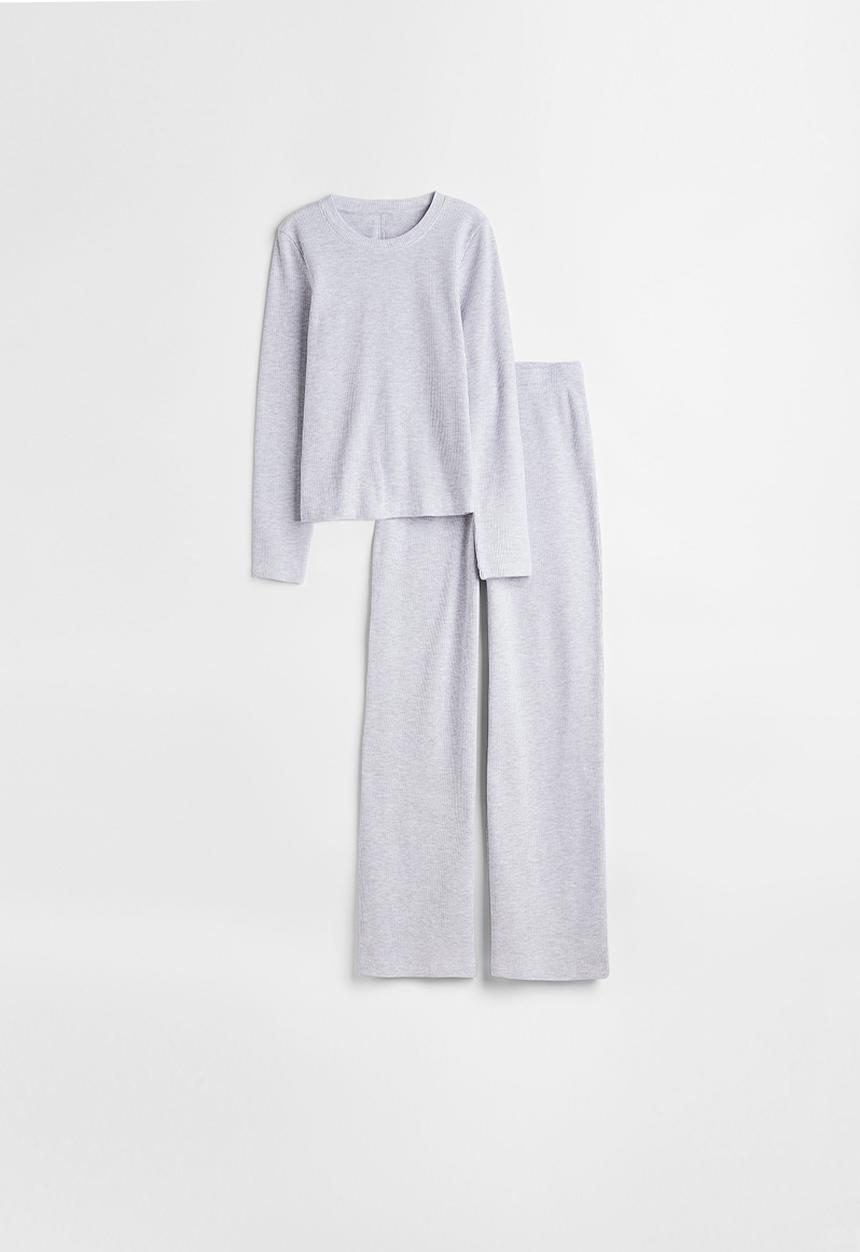 H&M - Waffled pyjamas - light grey marl