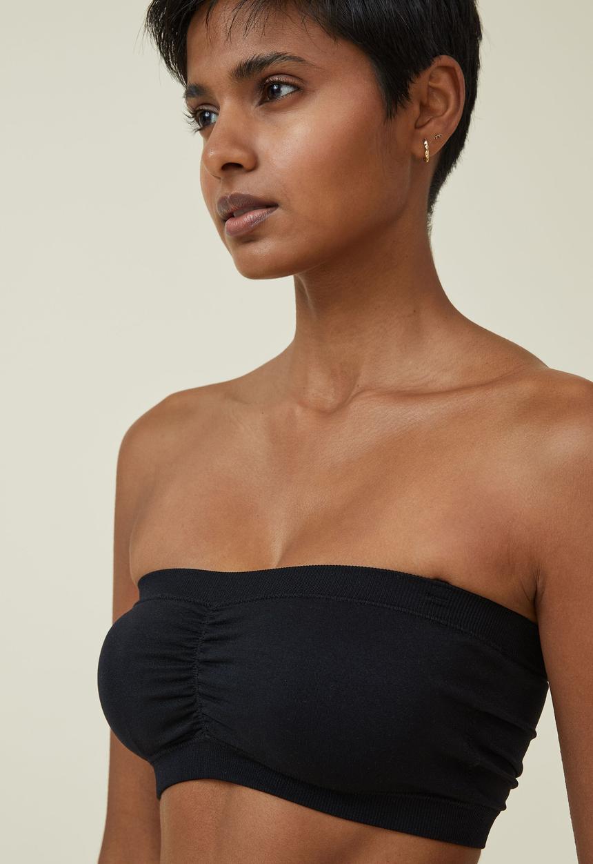 Cotton On - Seamless gathered padded bandeau - black
